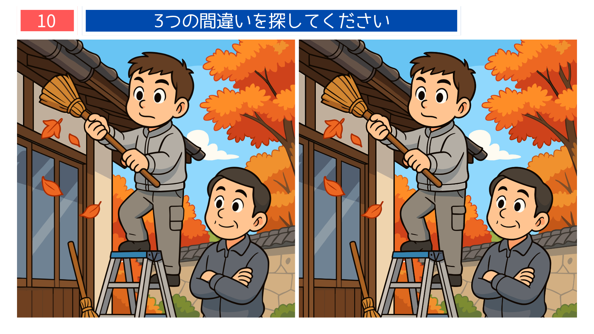 間違い探し無料プリント キッチンを仕分け整理する女性の大掃除イラスト問題 高齢者レクに最適