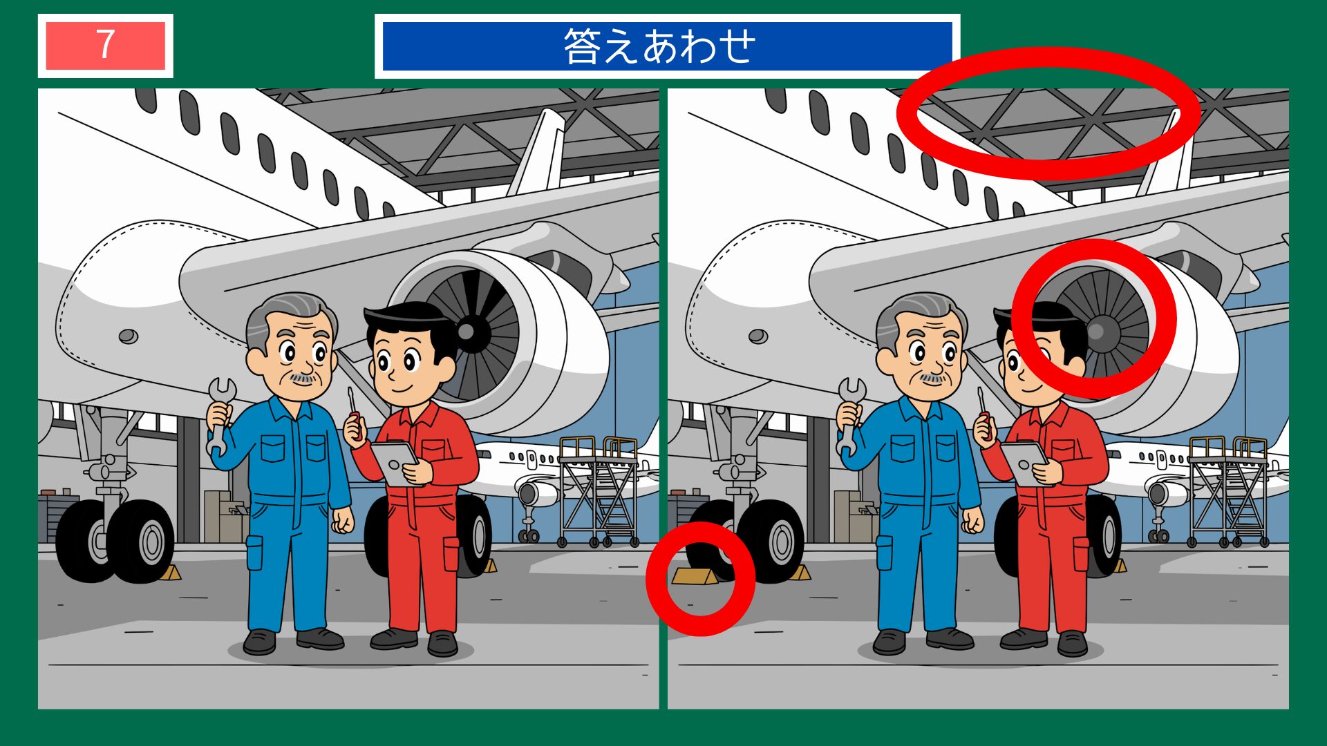 格納庫の整備士の間違い探し・答え