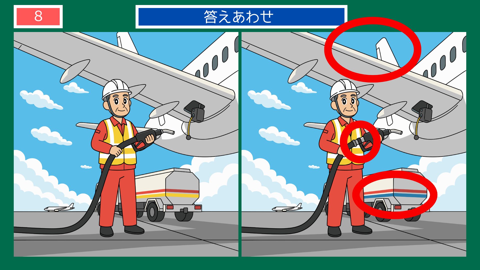 飛行機への給油作業の間違い探し・答え