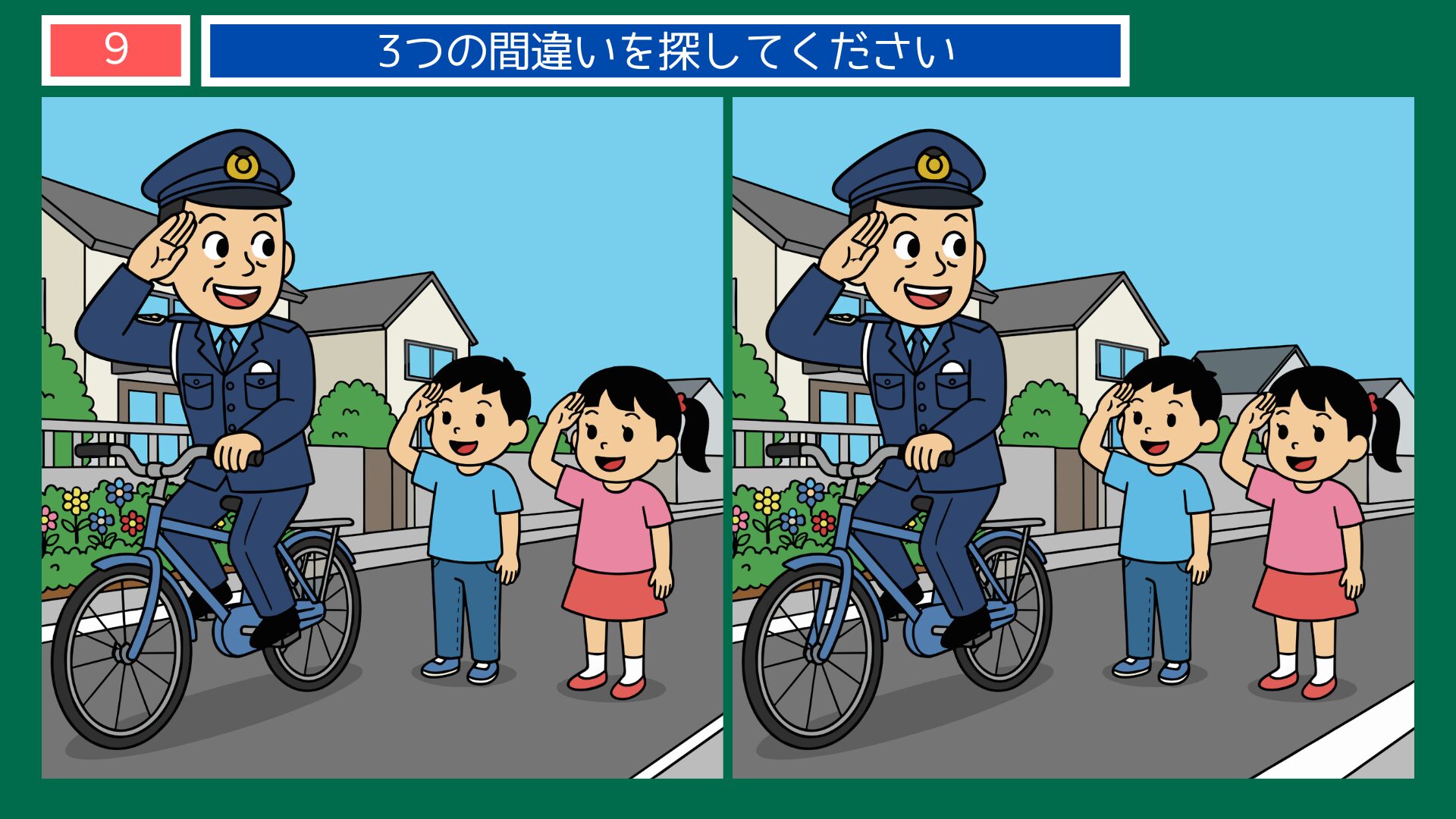 警察官の間違い探し 第9問 地域パトロール中の警察官