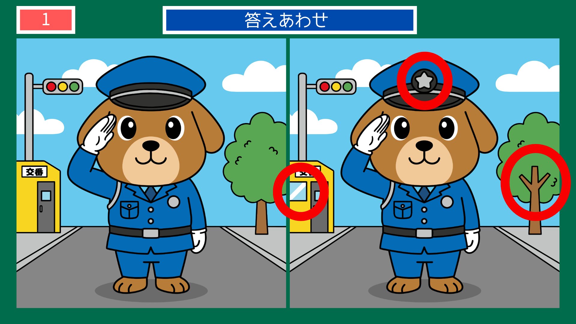 警察官の間違い探し 第1問の答え
