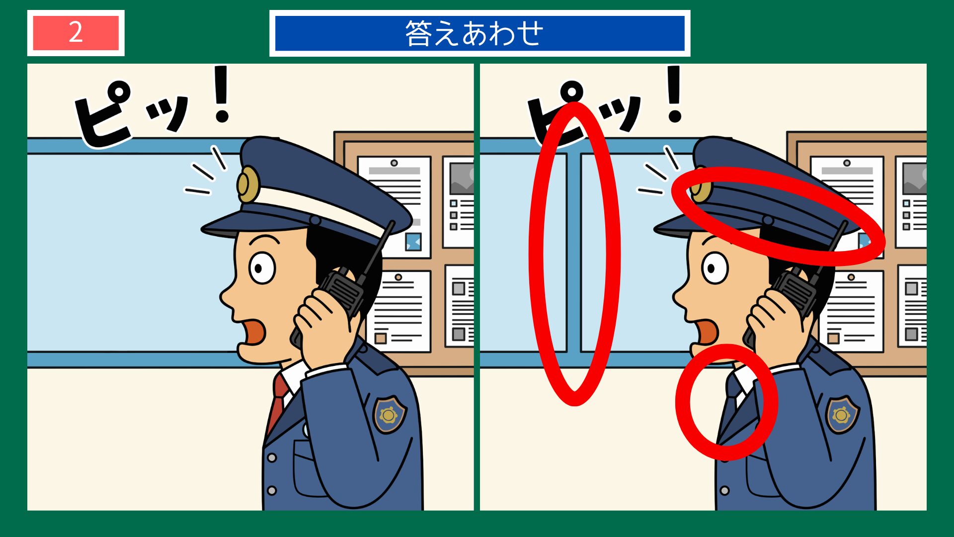 警察官の間違い探し 第2問の答え