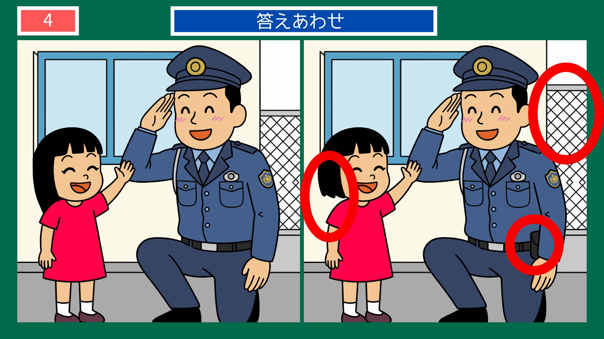 警察官の間違い探し 第4問の答え