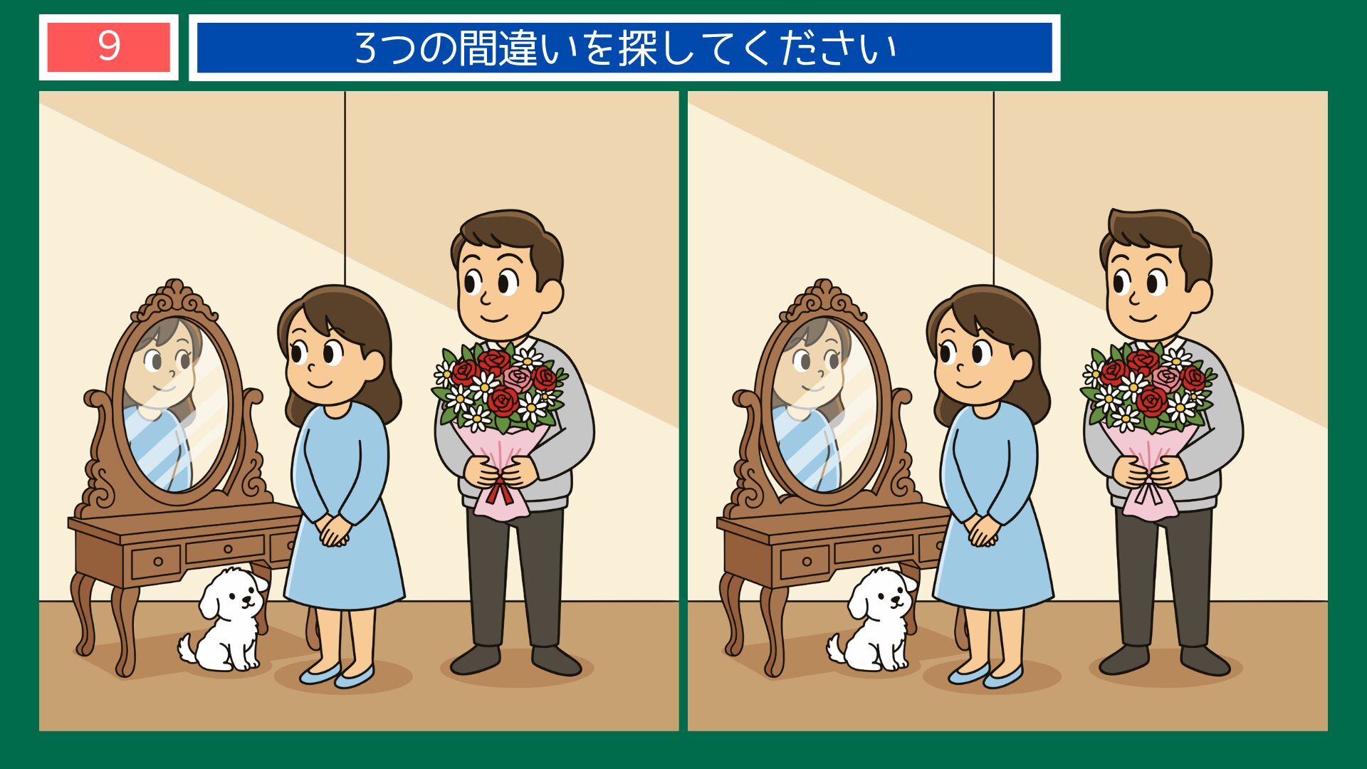 恋のことわざ間違い探し 第9問 器量は当座の花 問題