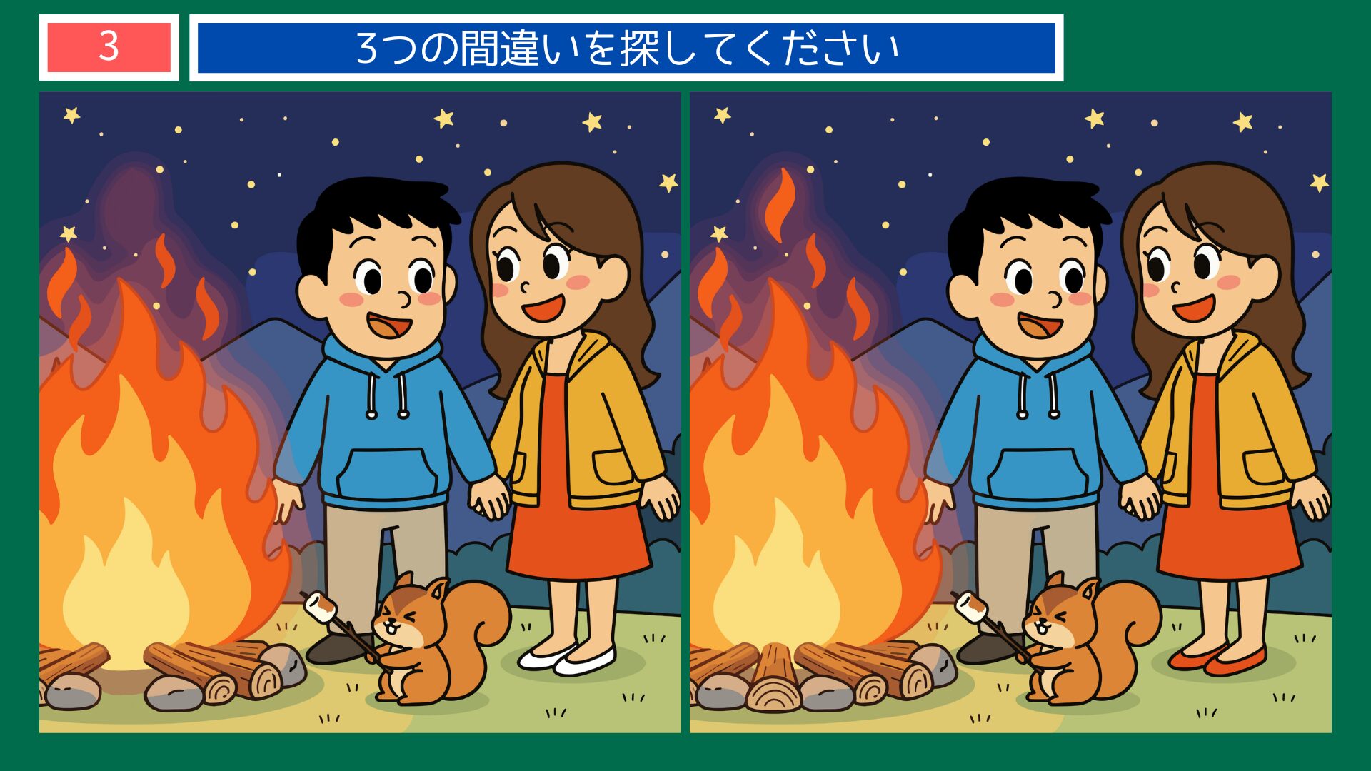 恋のことわざ間違い探し 第3問 逢い戻りは鴨の味 問題