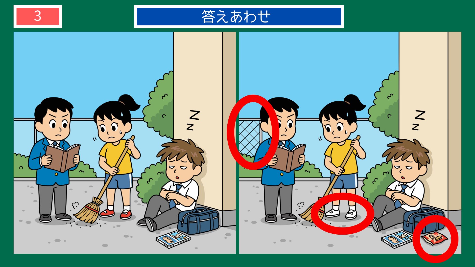 えせ者の空笑いの間違い探し答え