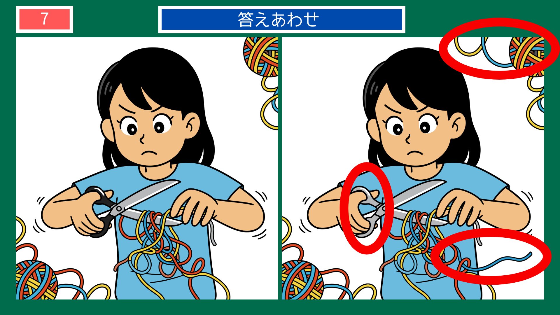 堪忍袋の緒が切れるの間違い探し答え