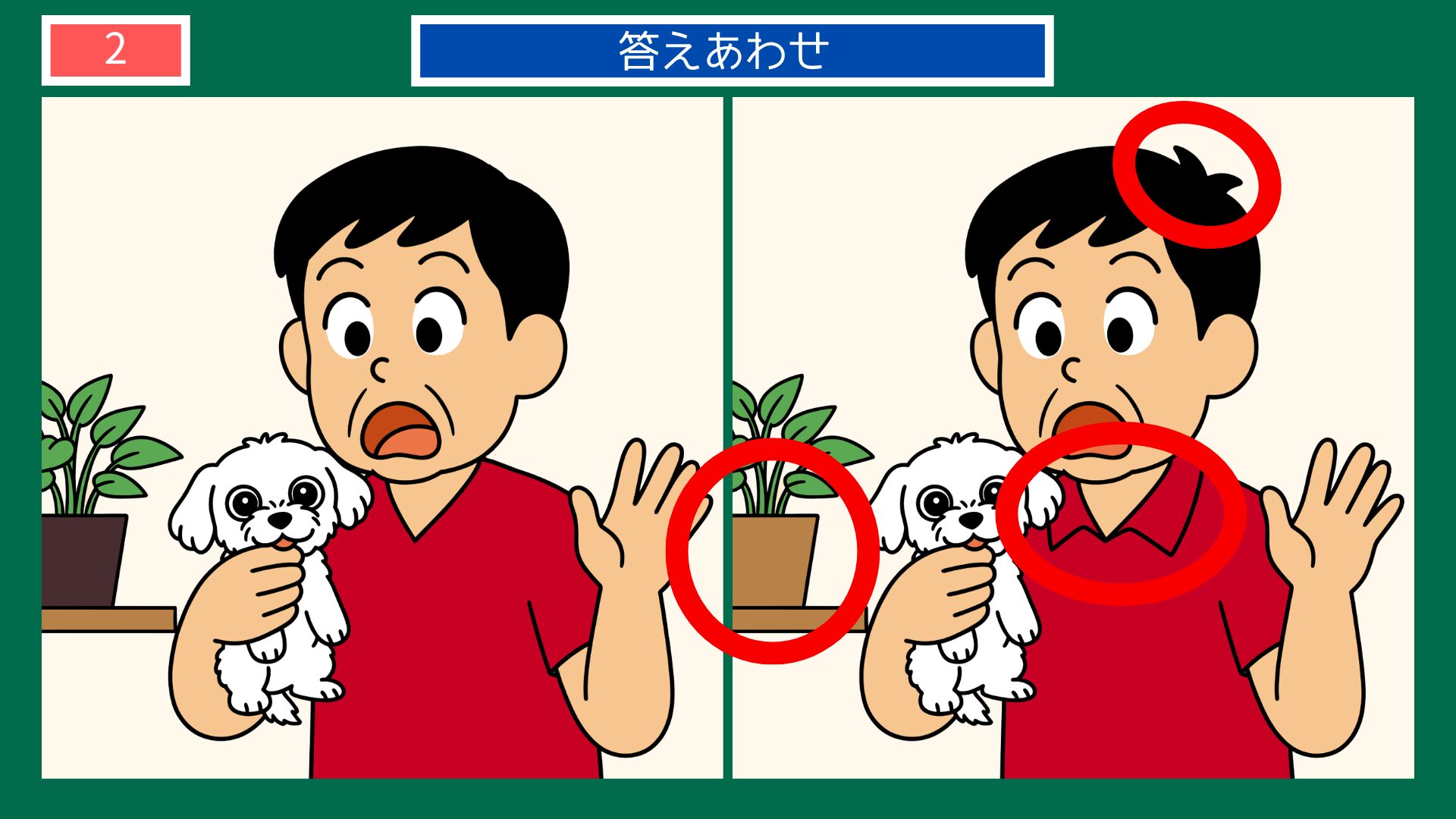 飼い犬に手を噛まれるの間違い探し答え