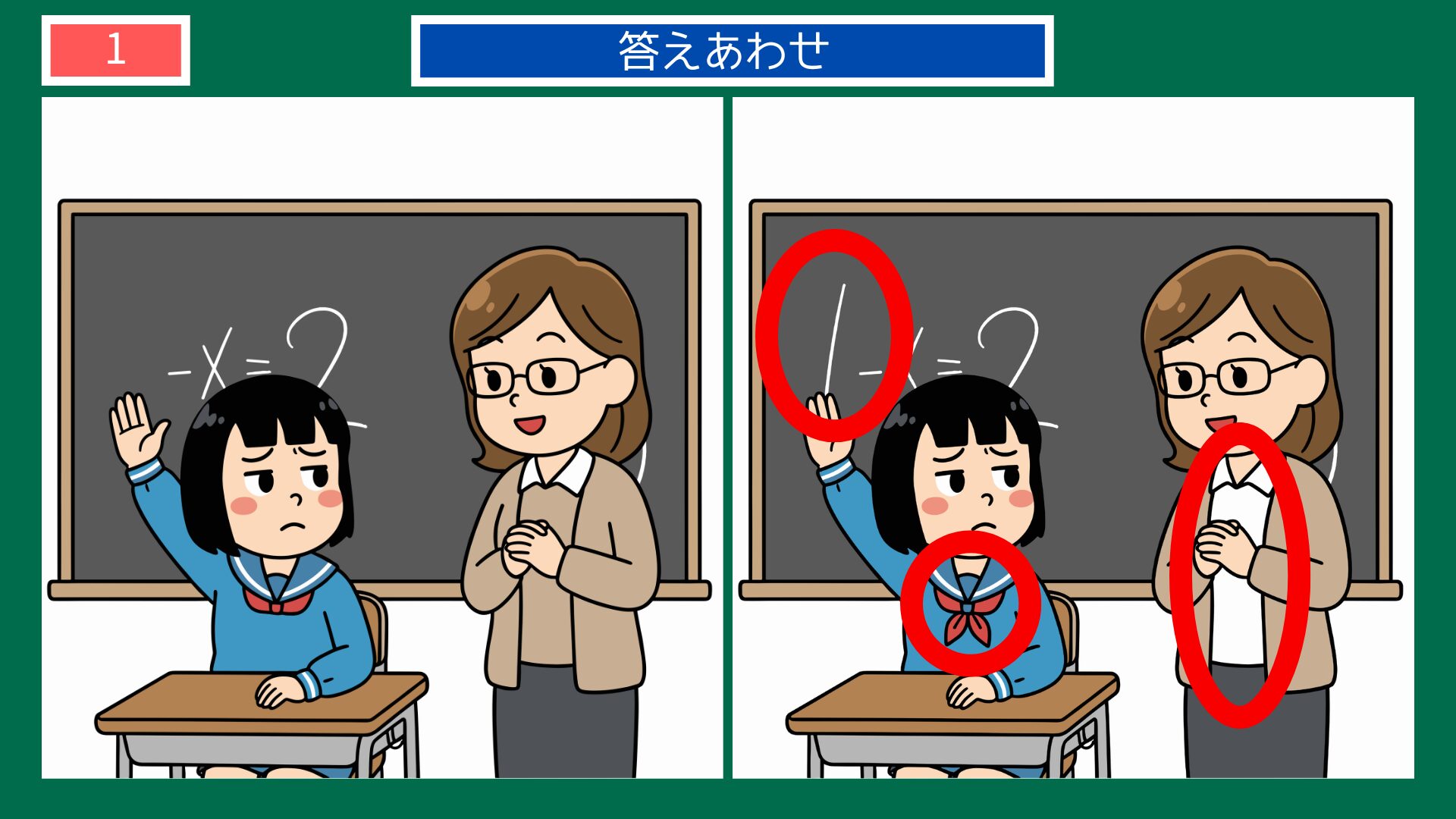 聞くは一時の恥聞かぬは一生の恥の間違い探し答え