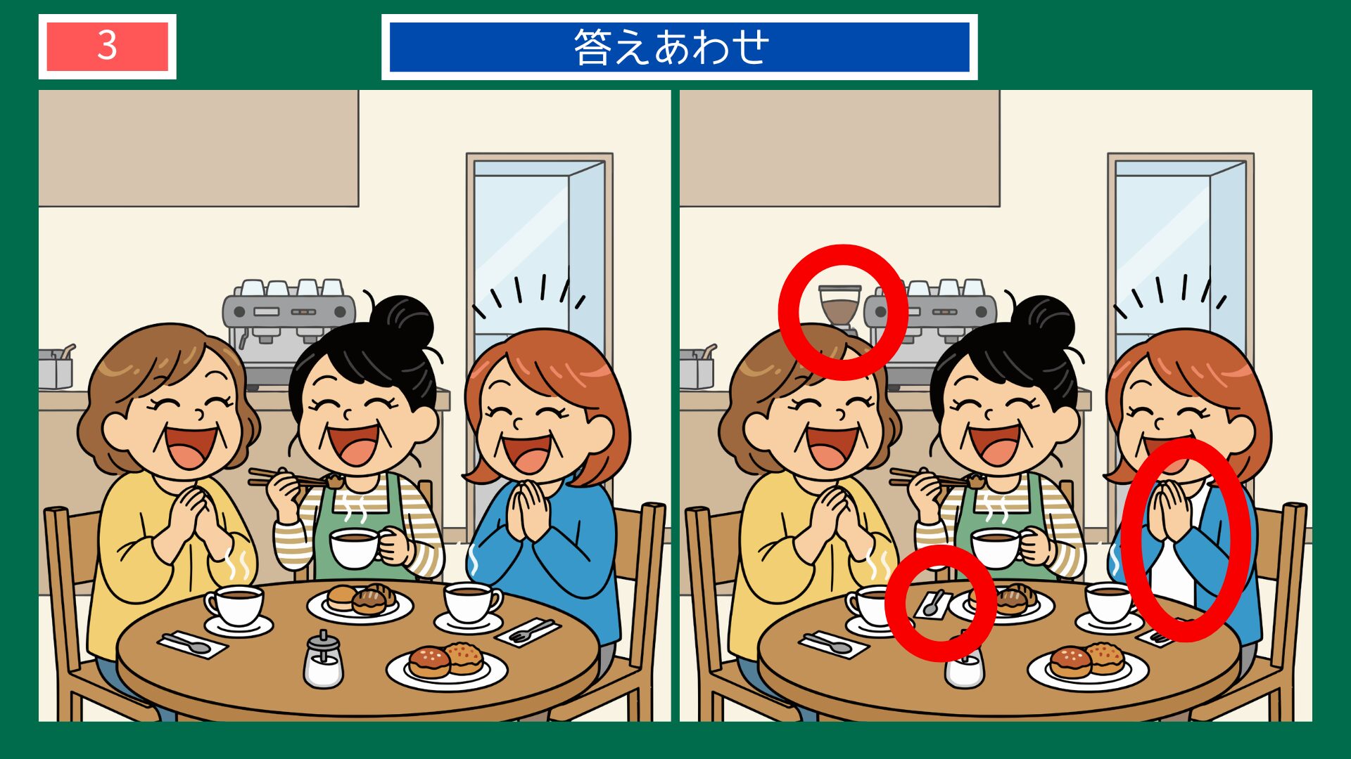 おしゃべりは銀沈黙は金 間違い探し 答え