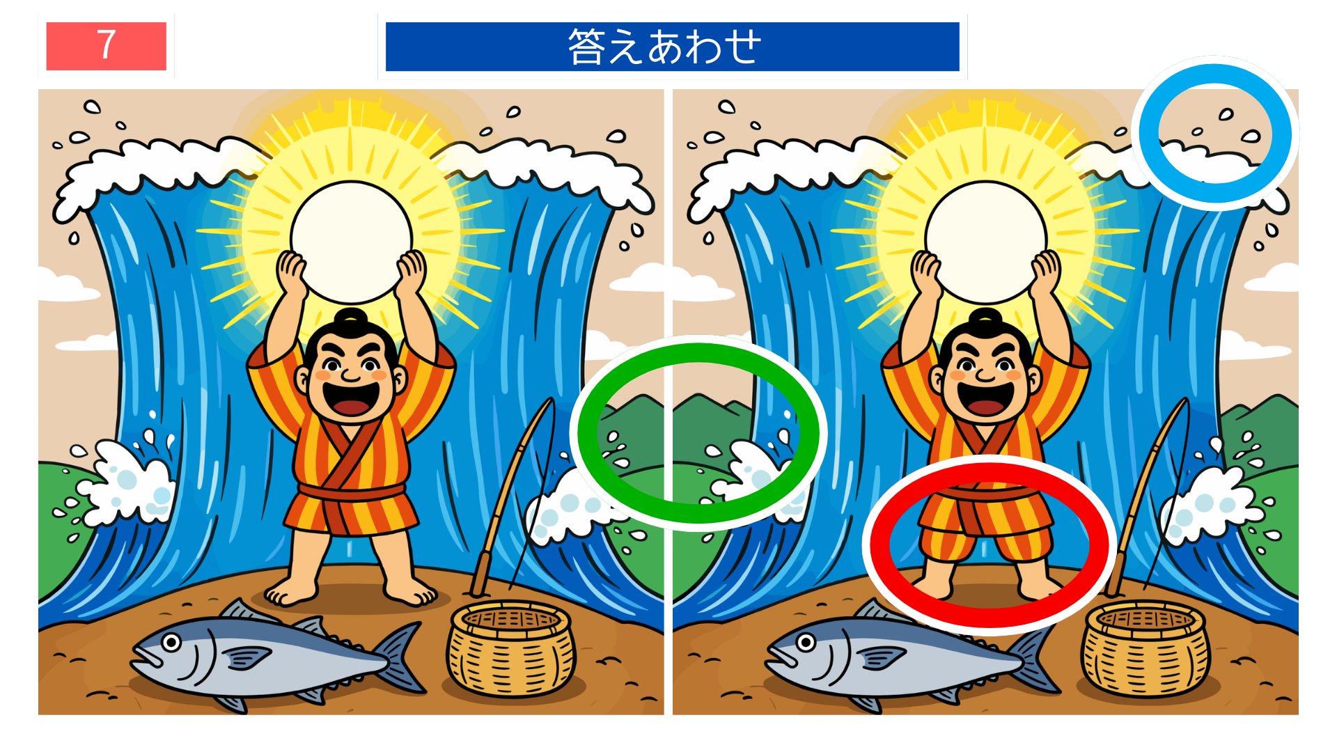 第7問の答えあわせ：海幸山幸の間違い探し解答