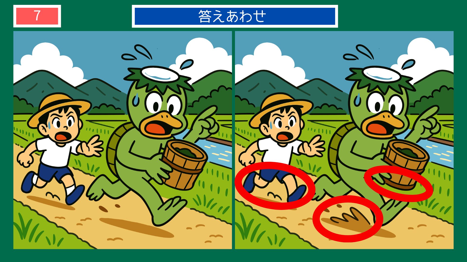 岩手県の間違い探し 第7問 カッパと男の子の答え