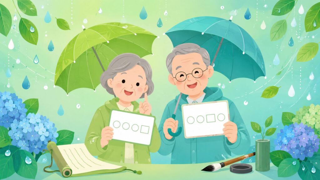 梅雨ことわざ穴埋めクイズ 高齢者向け無料プリント｜デイサービスのレクに