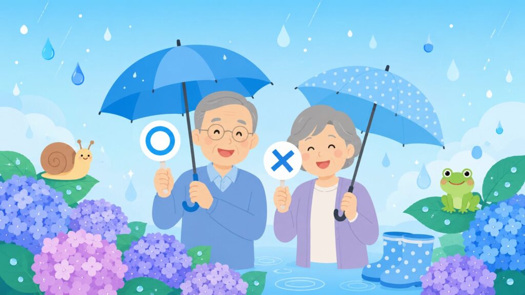梅雨の雑学クイズ 高齢者向け無料プリント｜デイサービスのレクに