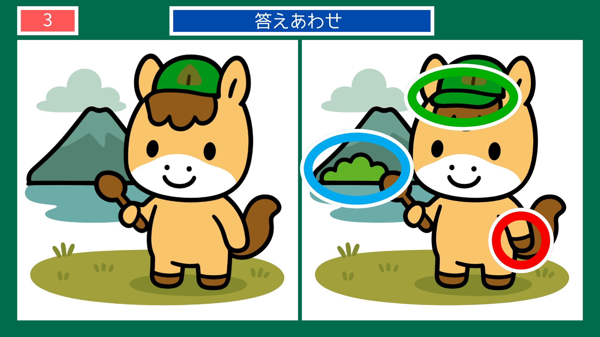 群馬県の間違い探し 第3問 ぐんまちゃんの答え