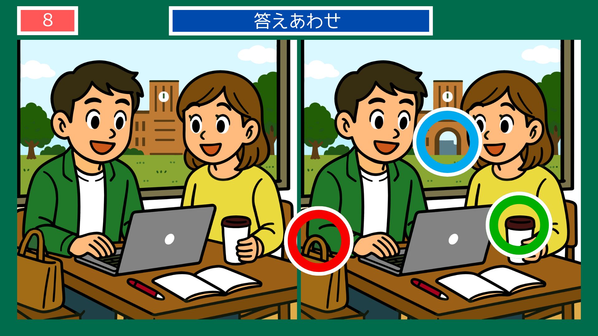 成長過程の間違い探し 第8問 大学生・キャンパスの答え