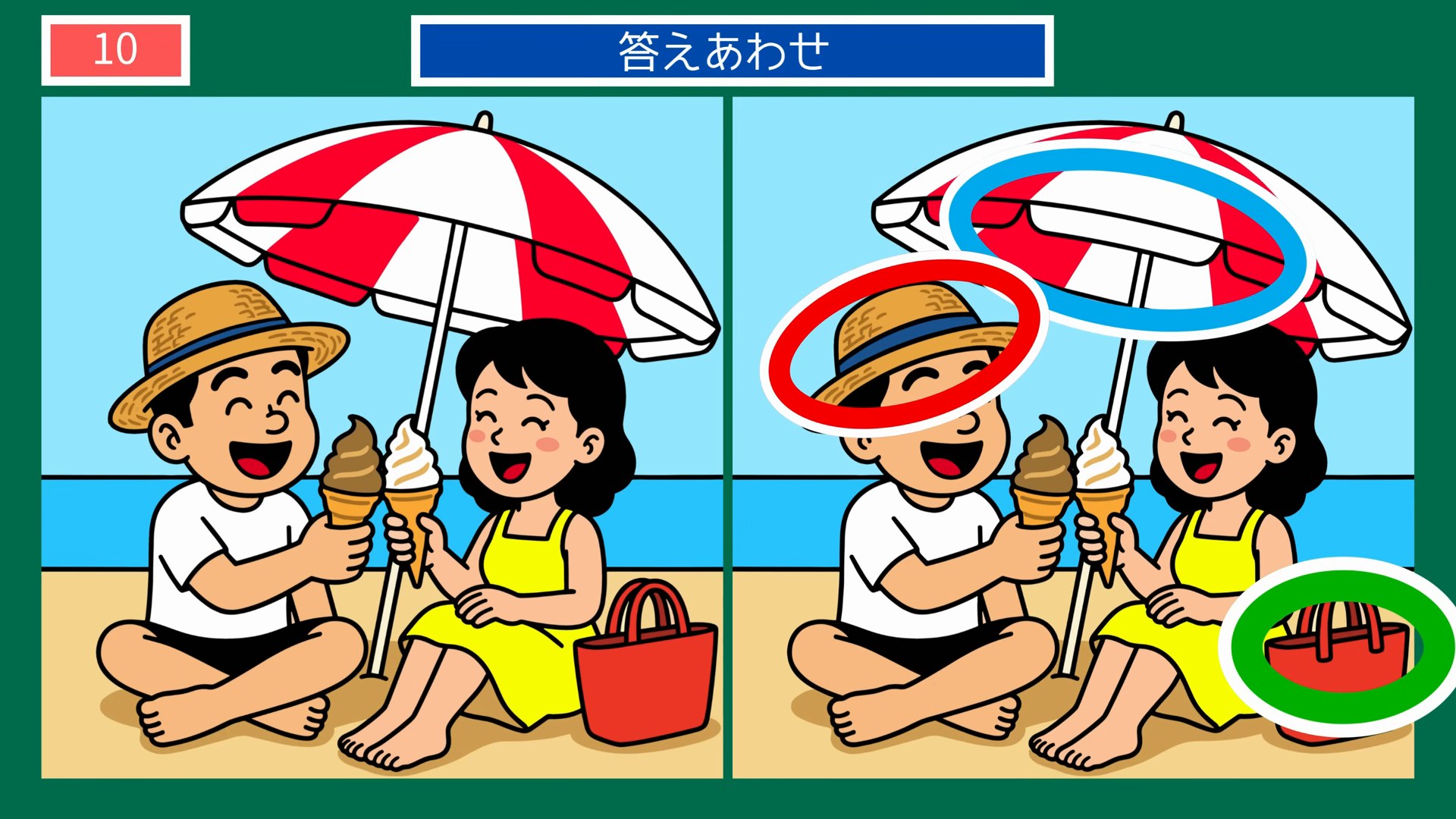 浜辺でソフトクリーム の答え