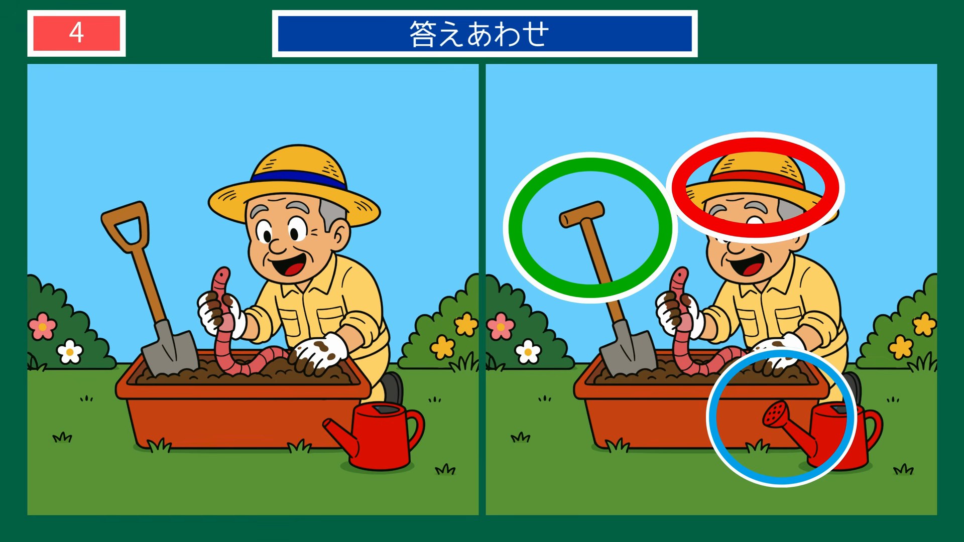 食卓とくらしのひとコマの間違い探し 第4問 畑仕事とミミズの答え