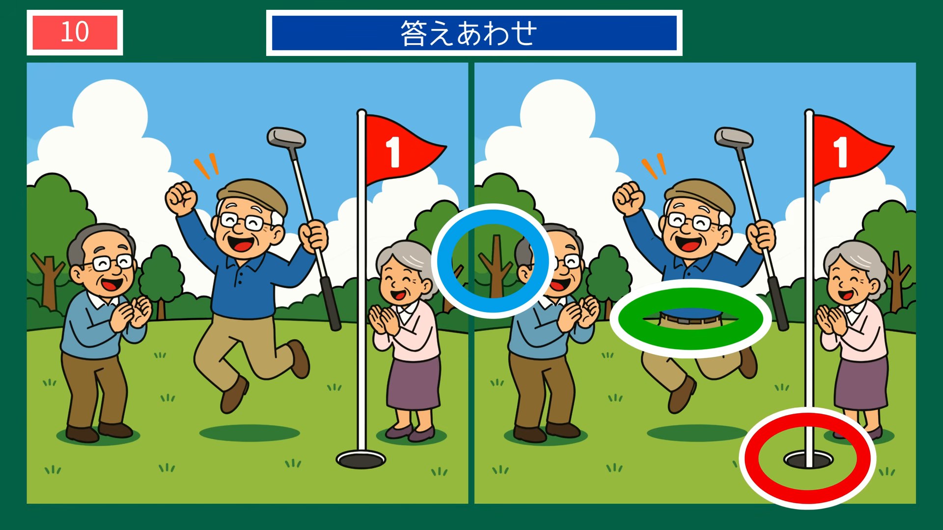 いろいろな一日の間違い探し 第10問 ゴルフのパットの答え