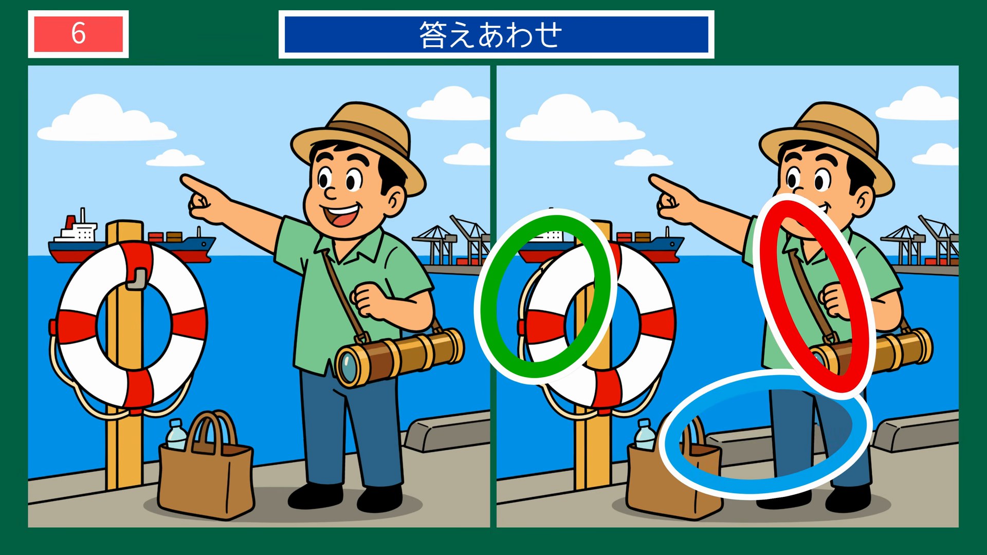 毎日のくらし間違い探し 第6問 港町の見張り番の答え