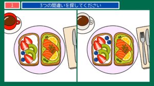 くらしの間違い探し 第1問 おしゃれな朝食の問題イラスト