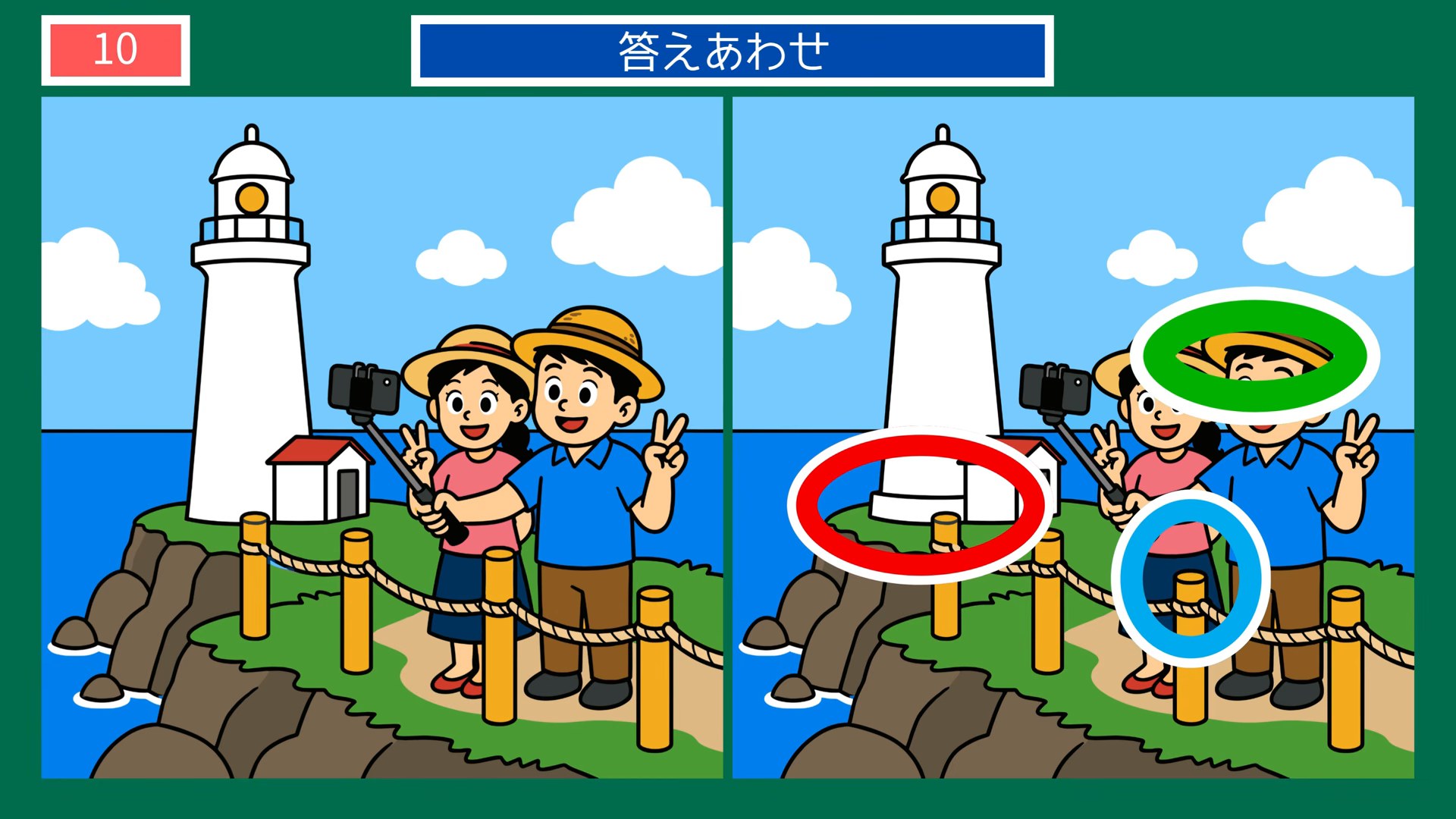 くらしの間違い探し 第10問 灯台で記念撮影の答え