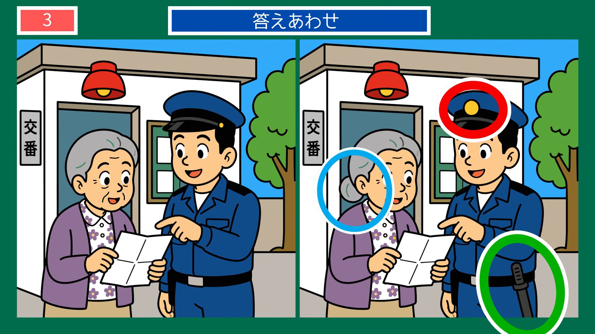 くらしの間違い探し 第3問 交番のおまわりさんの答え