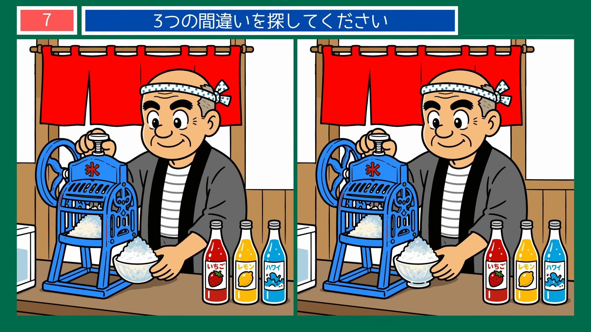 縁日のかき氷屋さん の問題イラスト