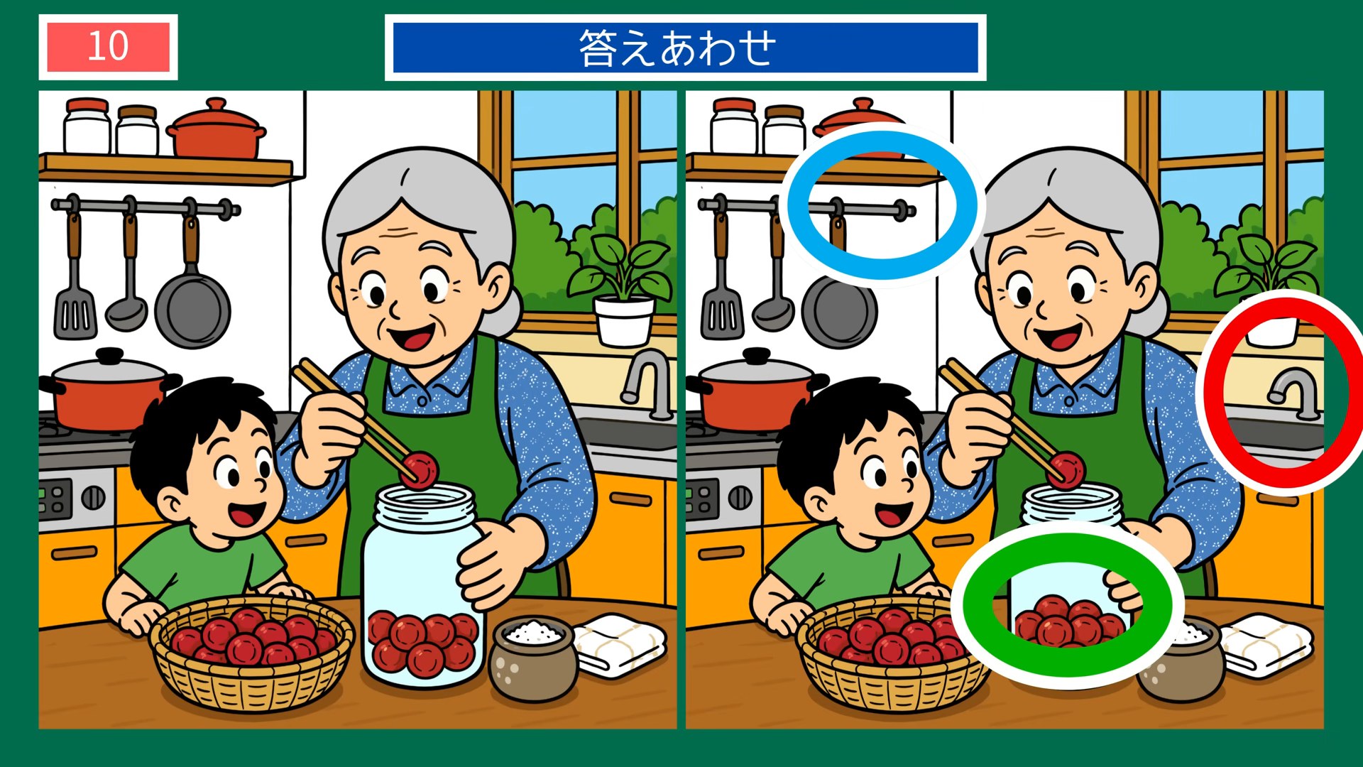 夏の暮らしの間違い探し 第10問 夏の保存びんづくりの答え