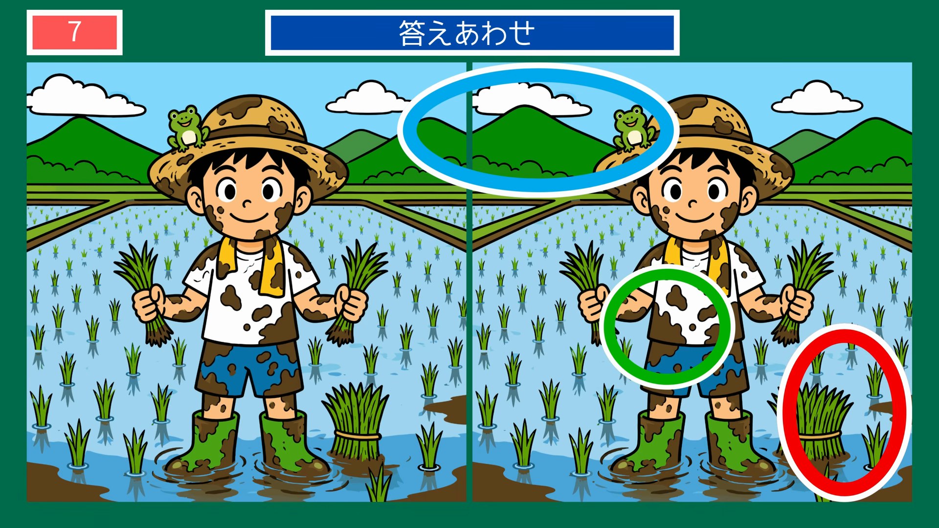 夏の思い出間違い探し 第6問 田植え体験の答え