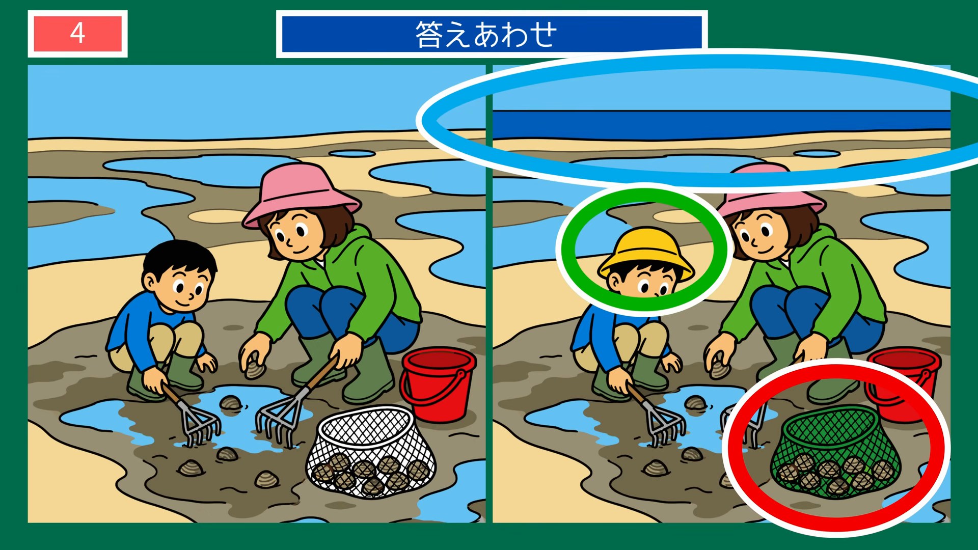 夏の思い出間違い探し 第4問 潮干狩りの答え