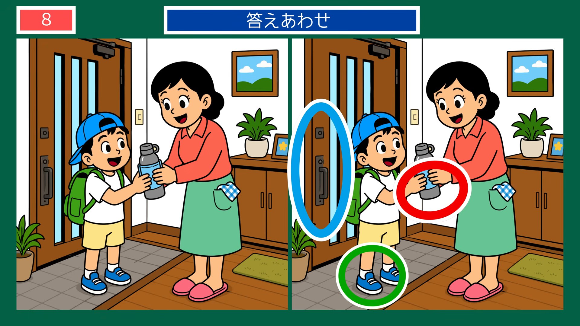 夏の楽しみの間違い探し 第8問 いってらっしゃいの答え