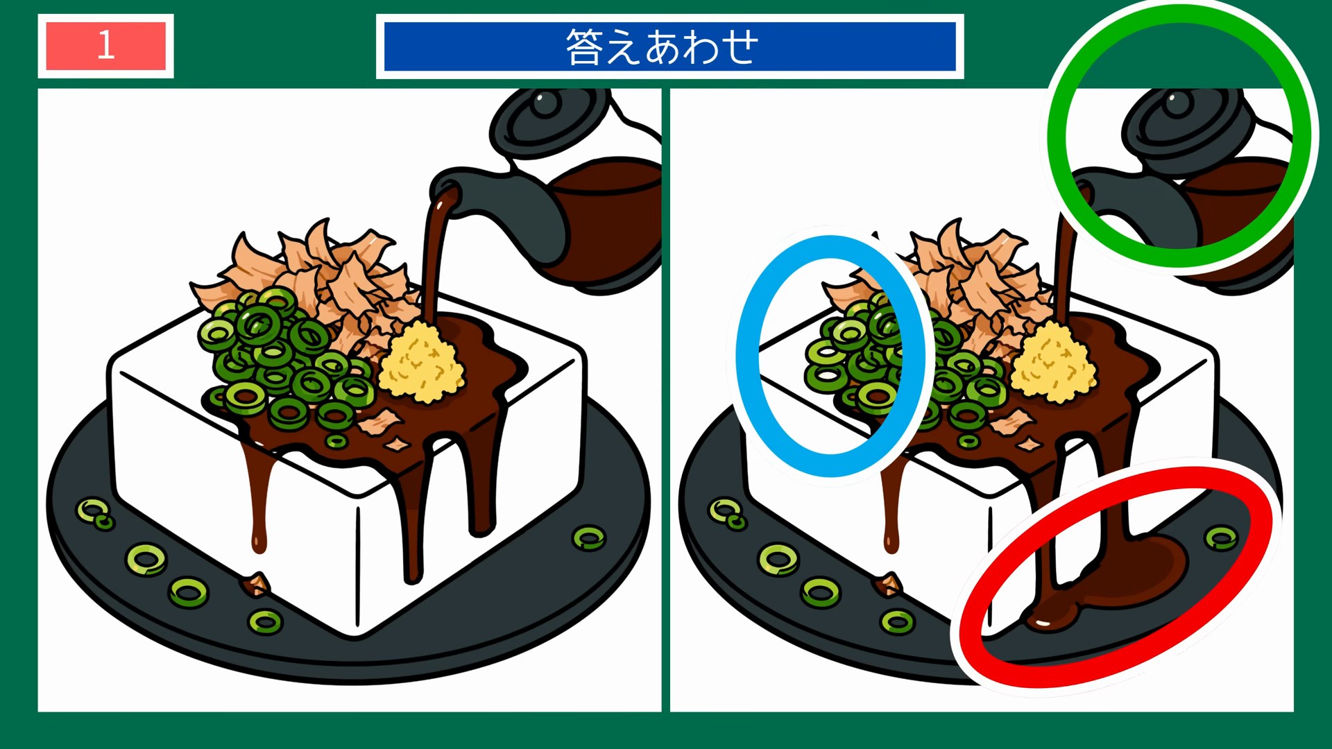 夏の思い出の間違い探し 第1問 冷奴の晩酌の答え