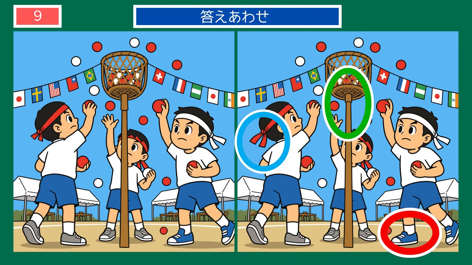 くらしの間違い探し 第9問 運動会の玉入れの答え