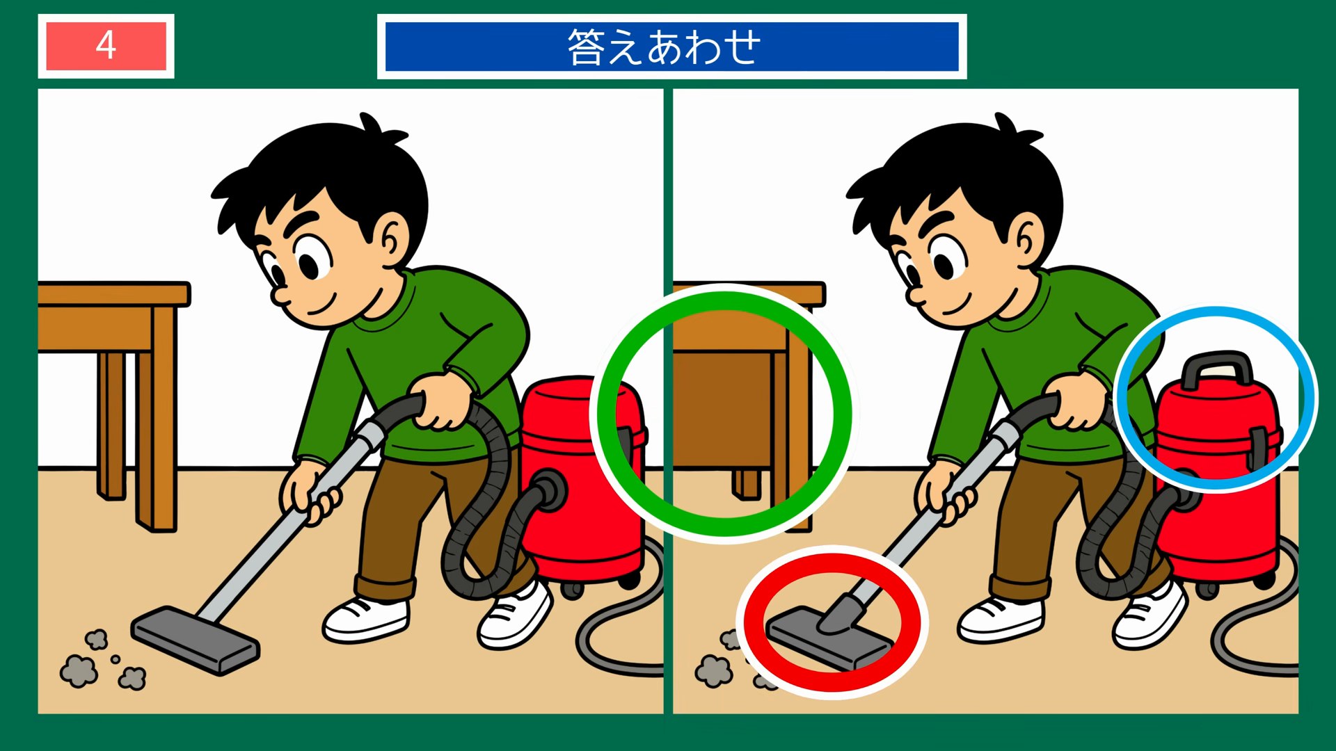 毎日のくらしの間違い探し 第4問 部屋のすみずみまで掃除機がけの答え