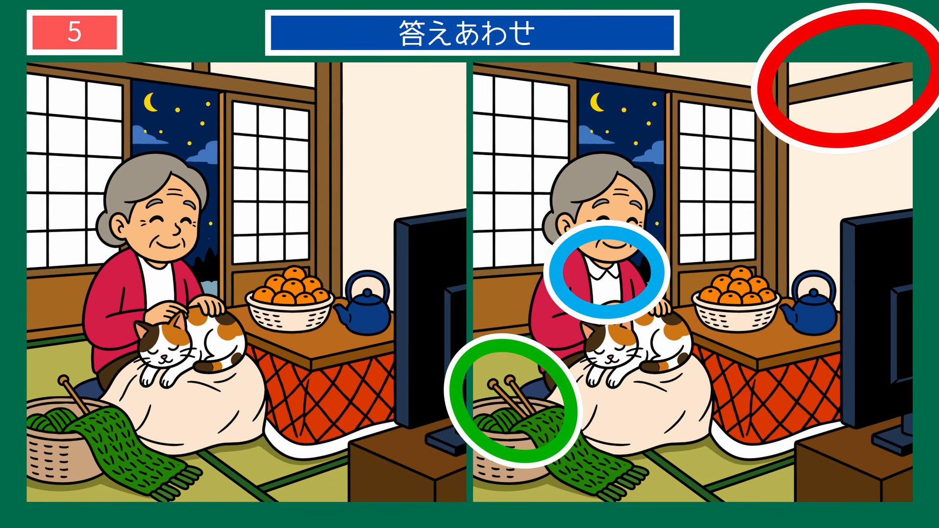 猫と過ごす編み物の夜 の答え