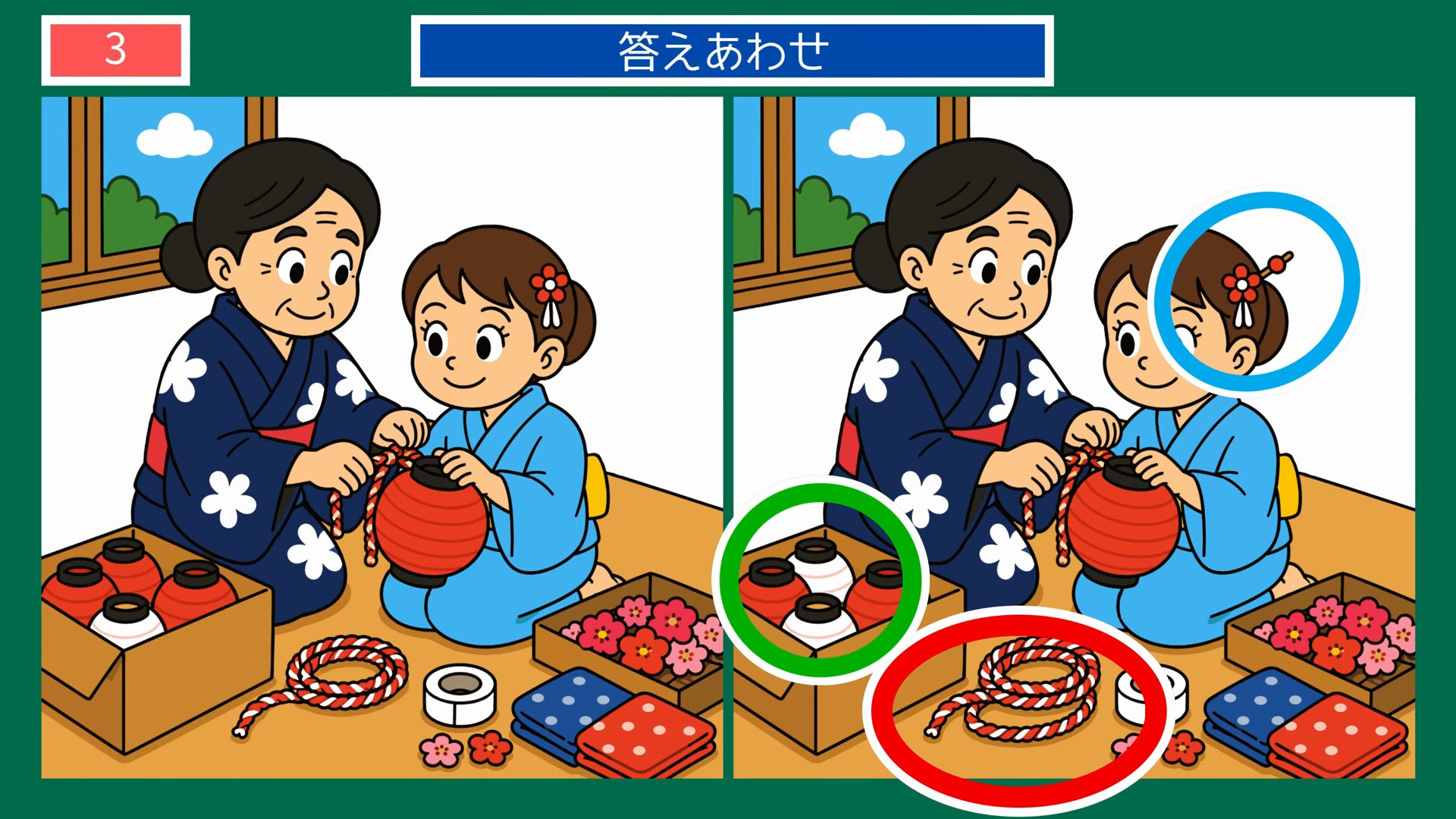 親子で提灯づくり の答え