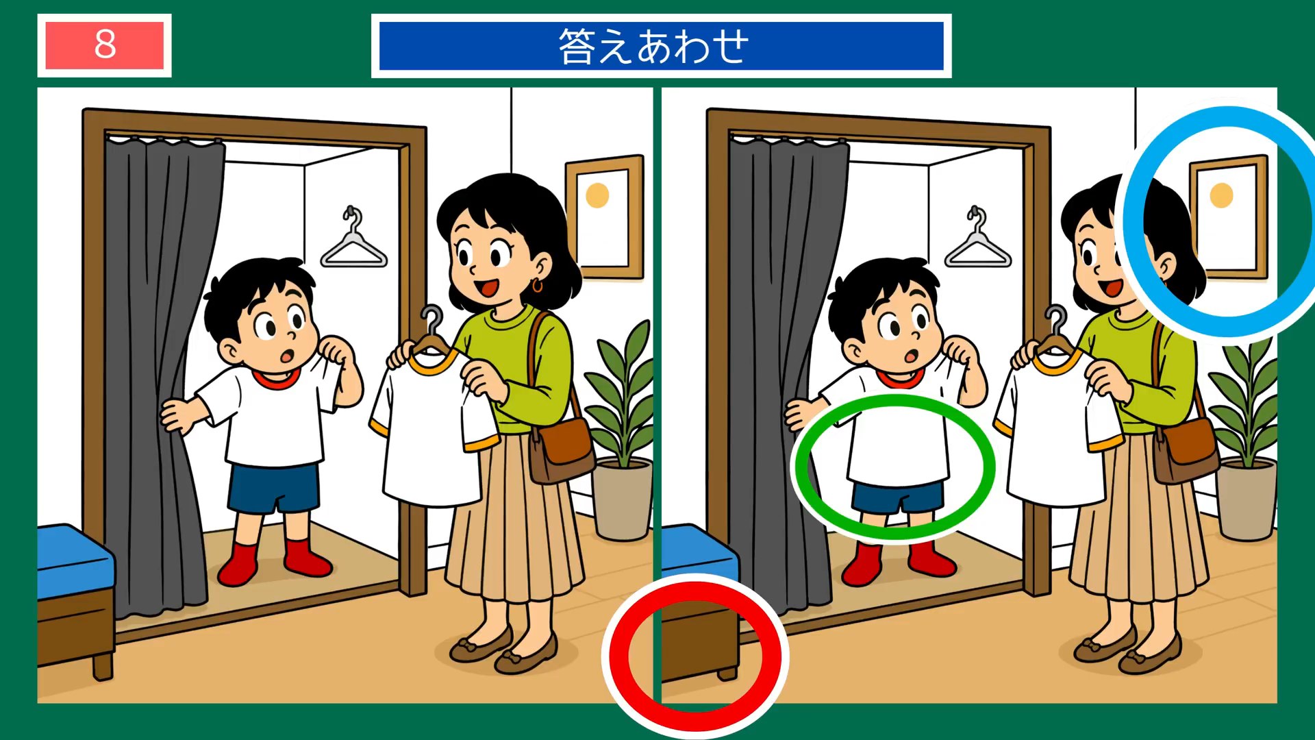 身だしなみの間違い探し 第8問 試着室で着替えの答え