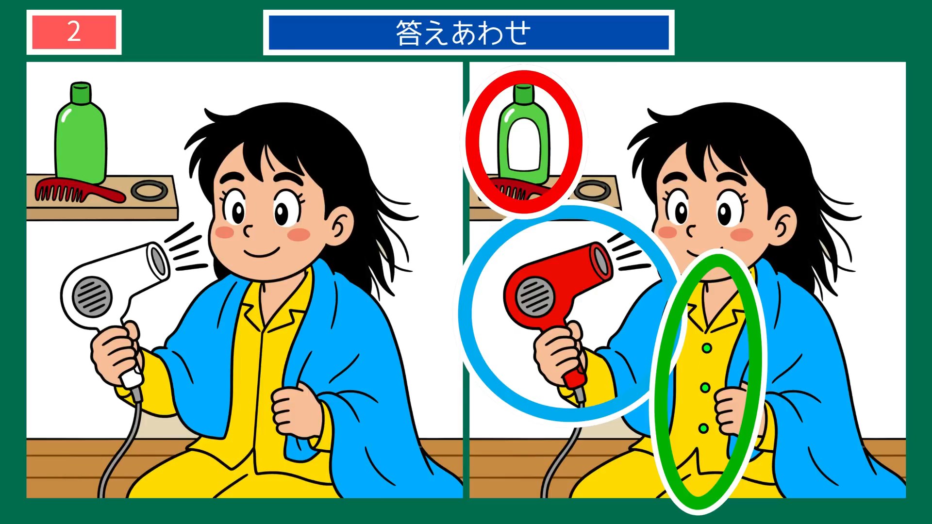 身だしなみの間違い探し 第2問 朝の髪の手入れの答え
