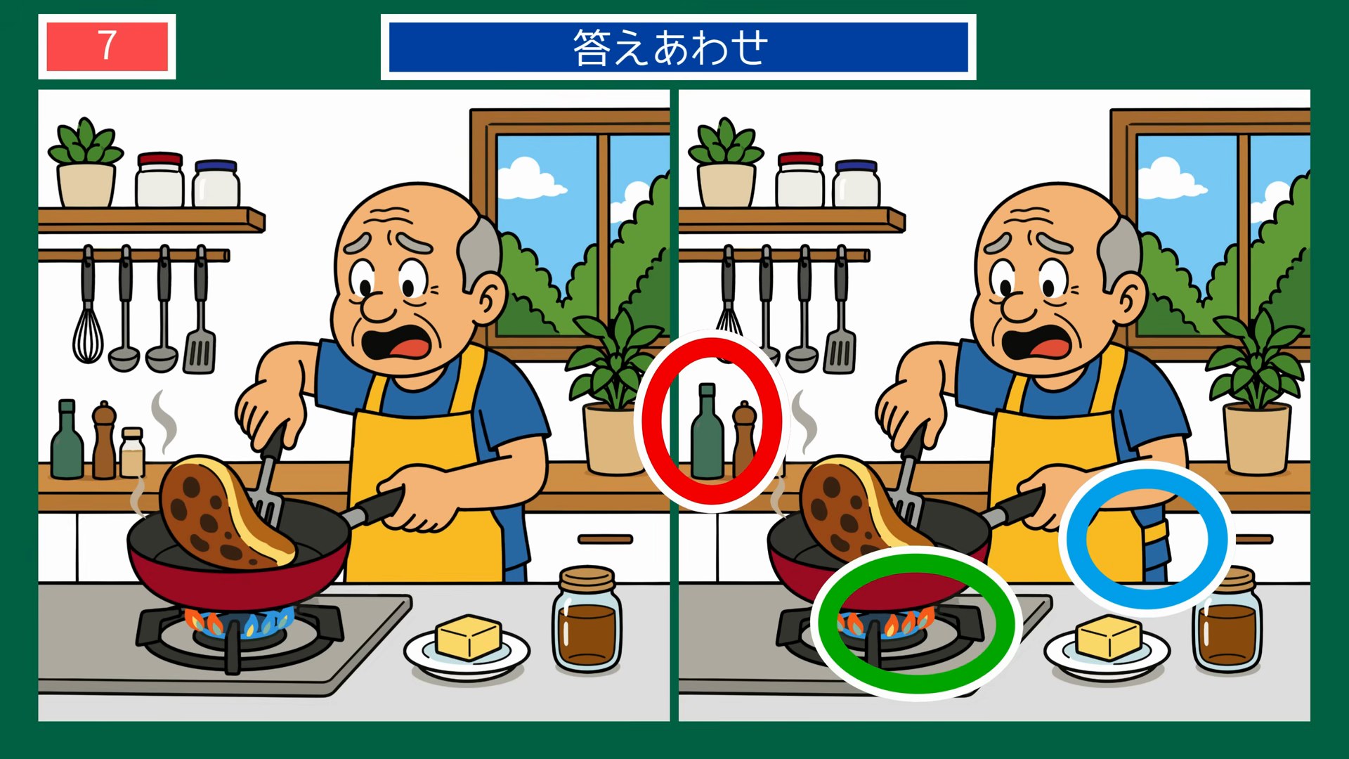 食卓とくらしの間違い探し 第7問 フレンチトーストを焼くおじいさんの答え
