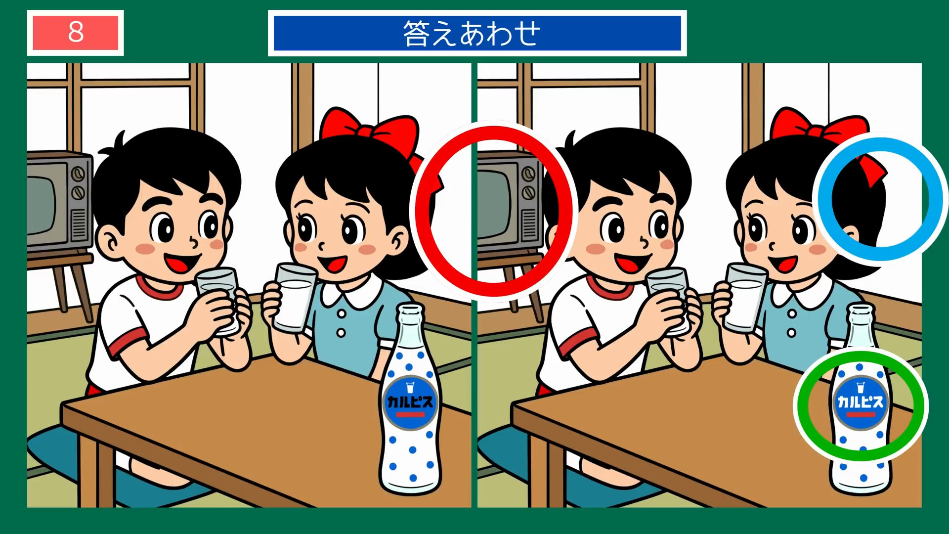 七夕の間違い探し 第8問 カルピスでかんぱいの答え