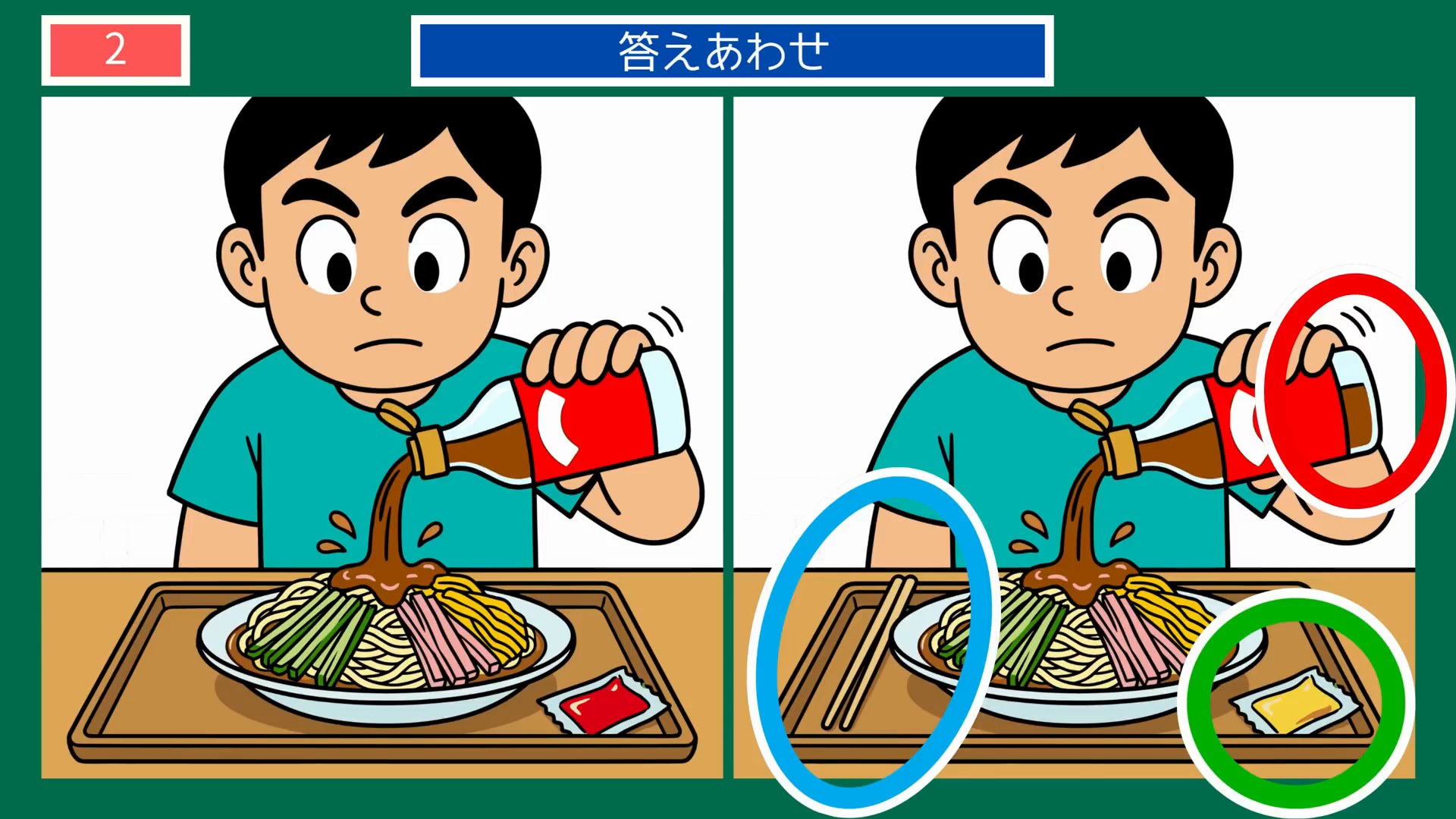七夕の間違い探し 第2問 冷やし中華のしあげの答え