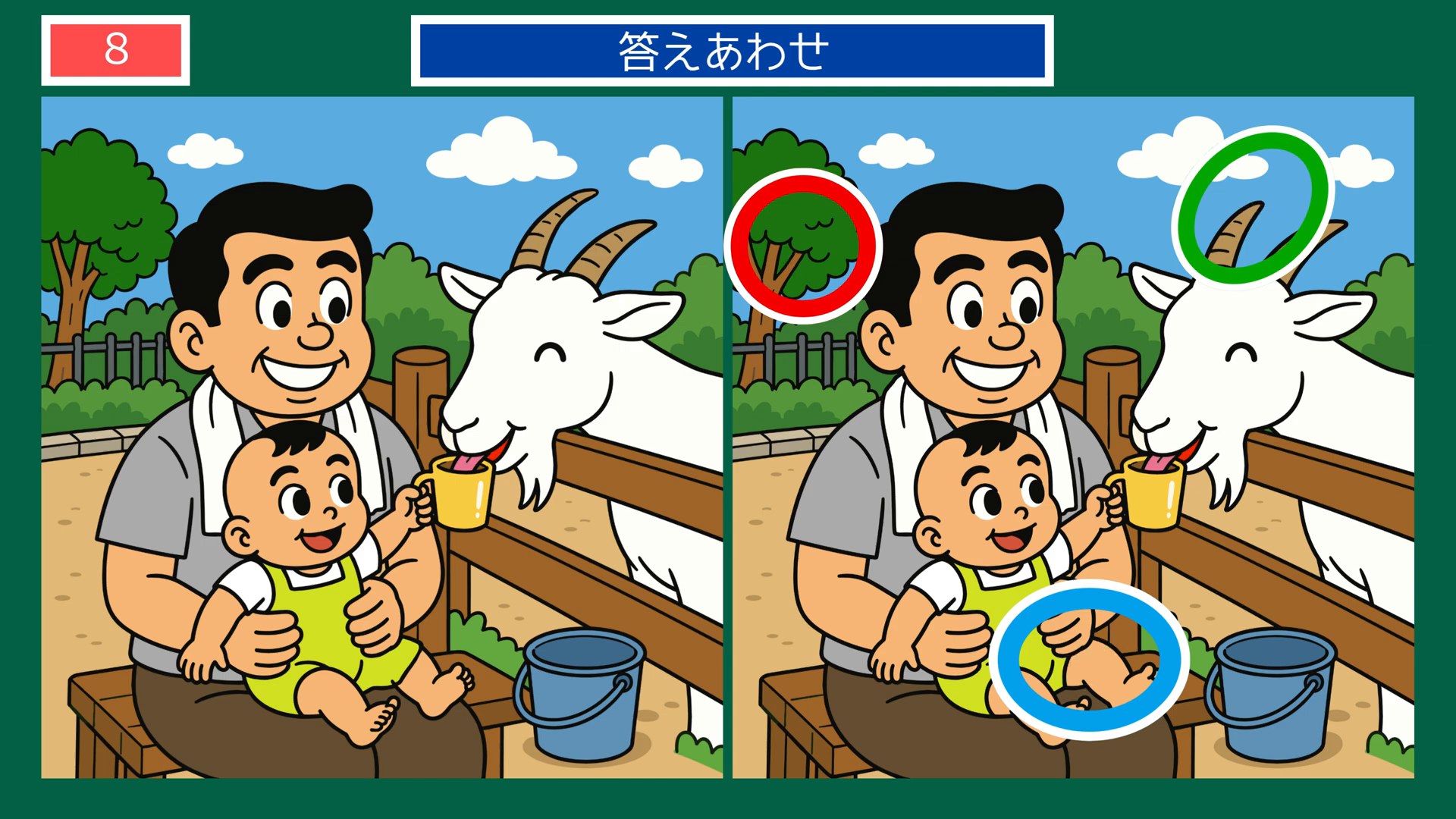 動物園の一日の間違い探し 第8問 ヤギとのふれあいの答え