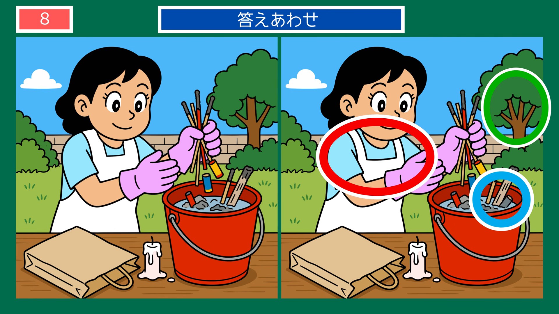 ふだんの一日の間違い探し 第7問 花火のあとかたづけの答え