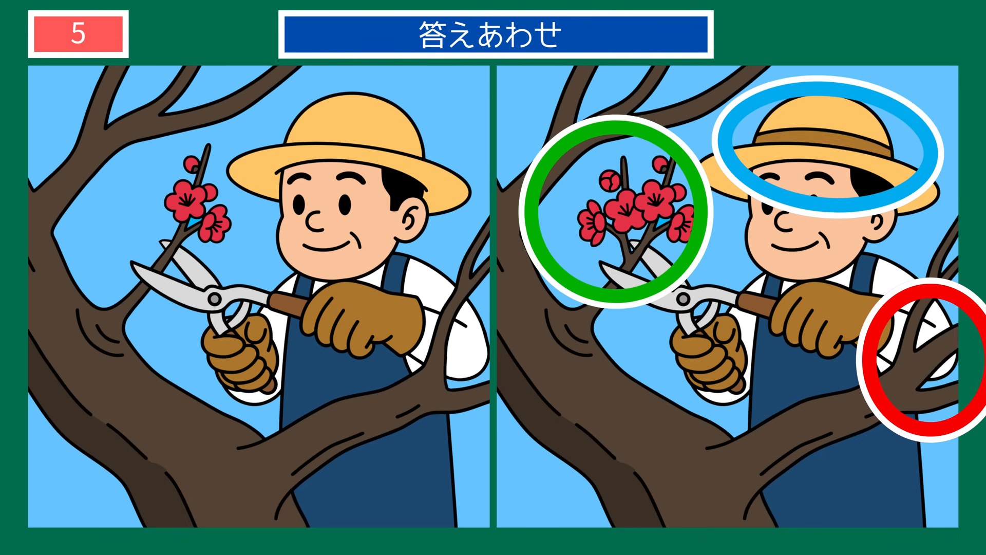 茨城県の間違い探し 第5問 梅の手入れの答え