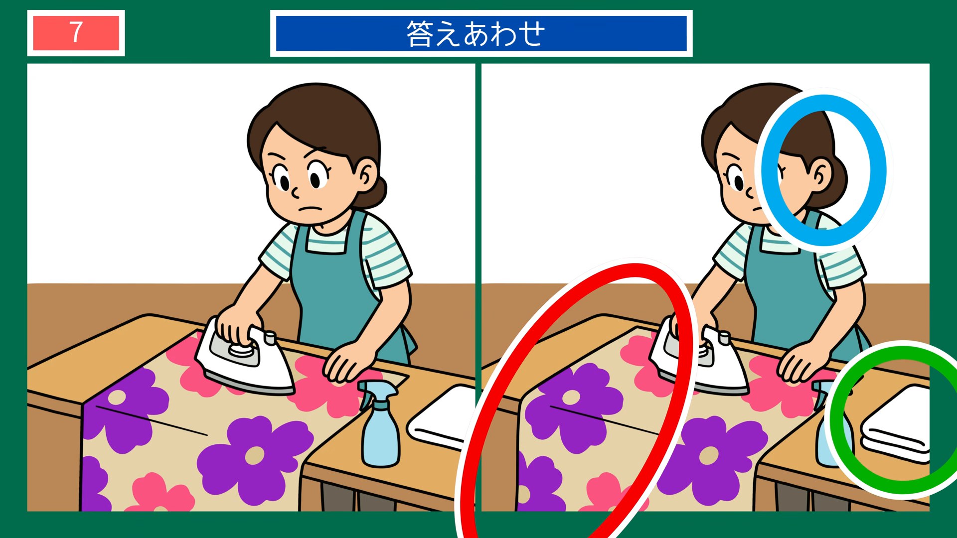 石川県の間違い探し 第7問 布のしあげの答え