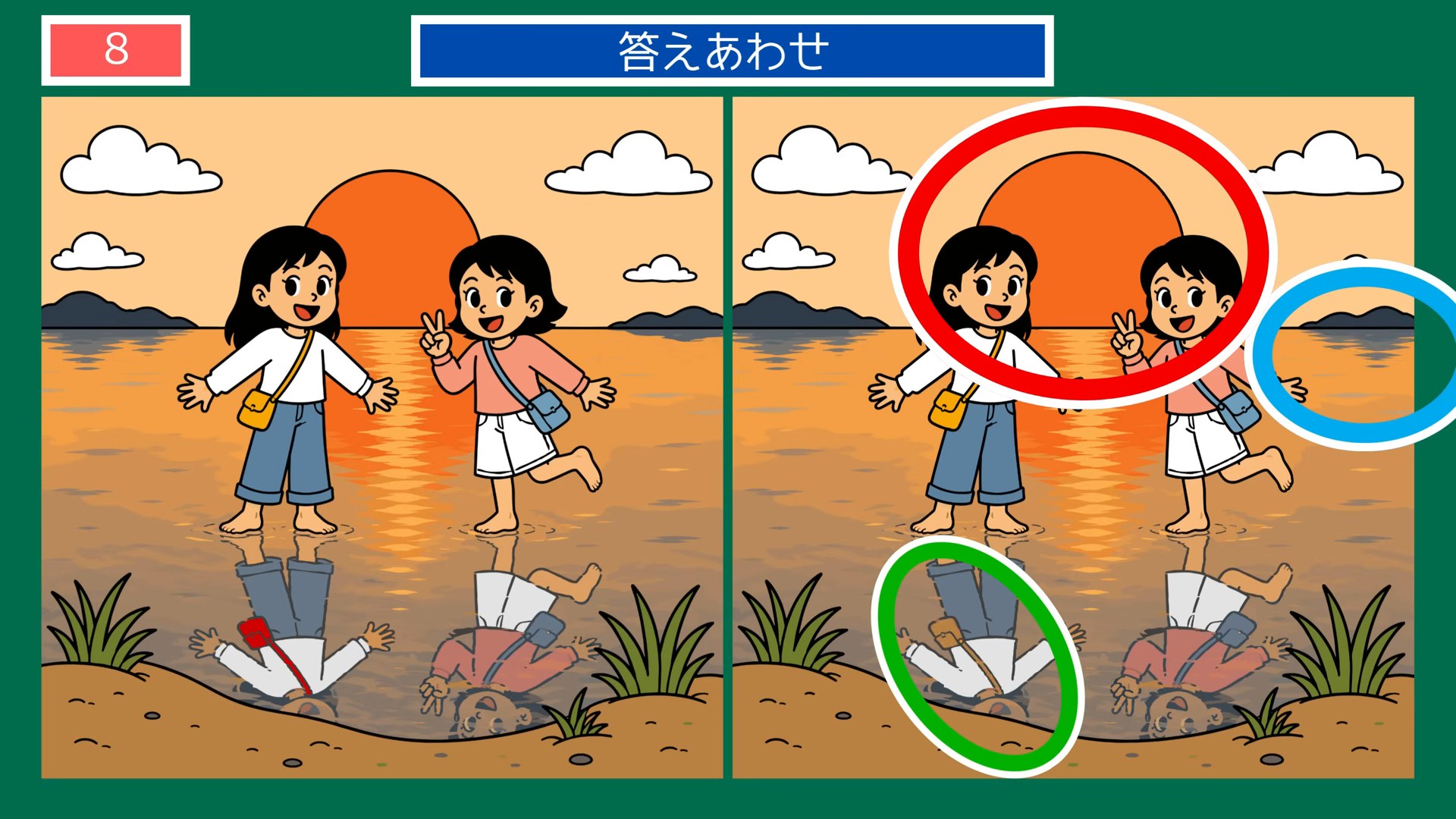 香川県の間違い探し 第7問 父母ヶ浜の夕日の答え