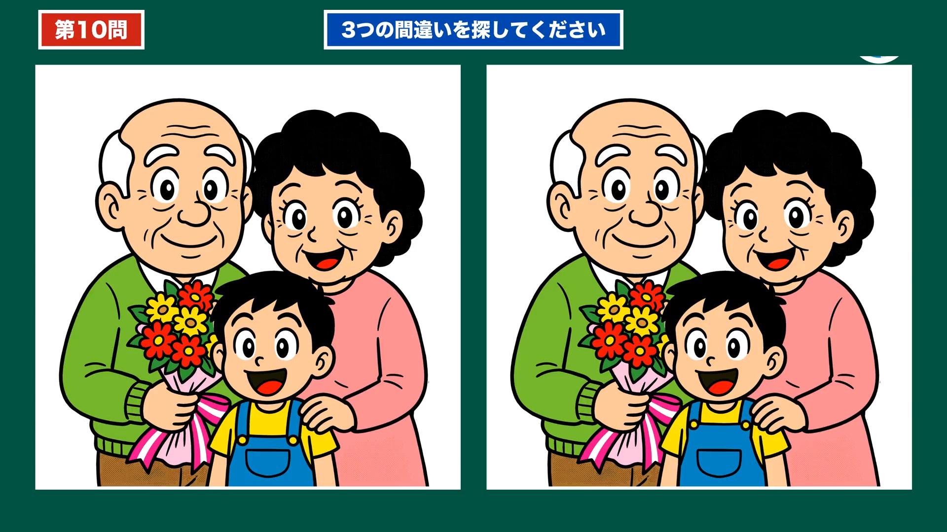 家事とだんらんの間違い探し 第10問 家族の記念日の問題イラスト