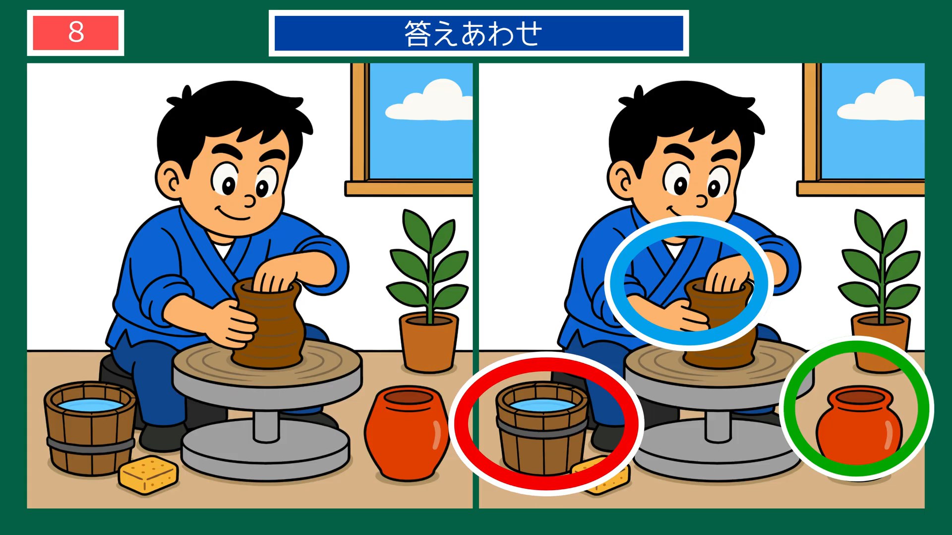 くらしのひとときの間違い探し 第8問 焼き物づくりの答え