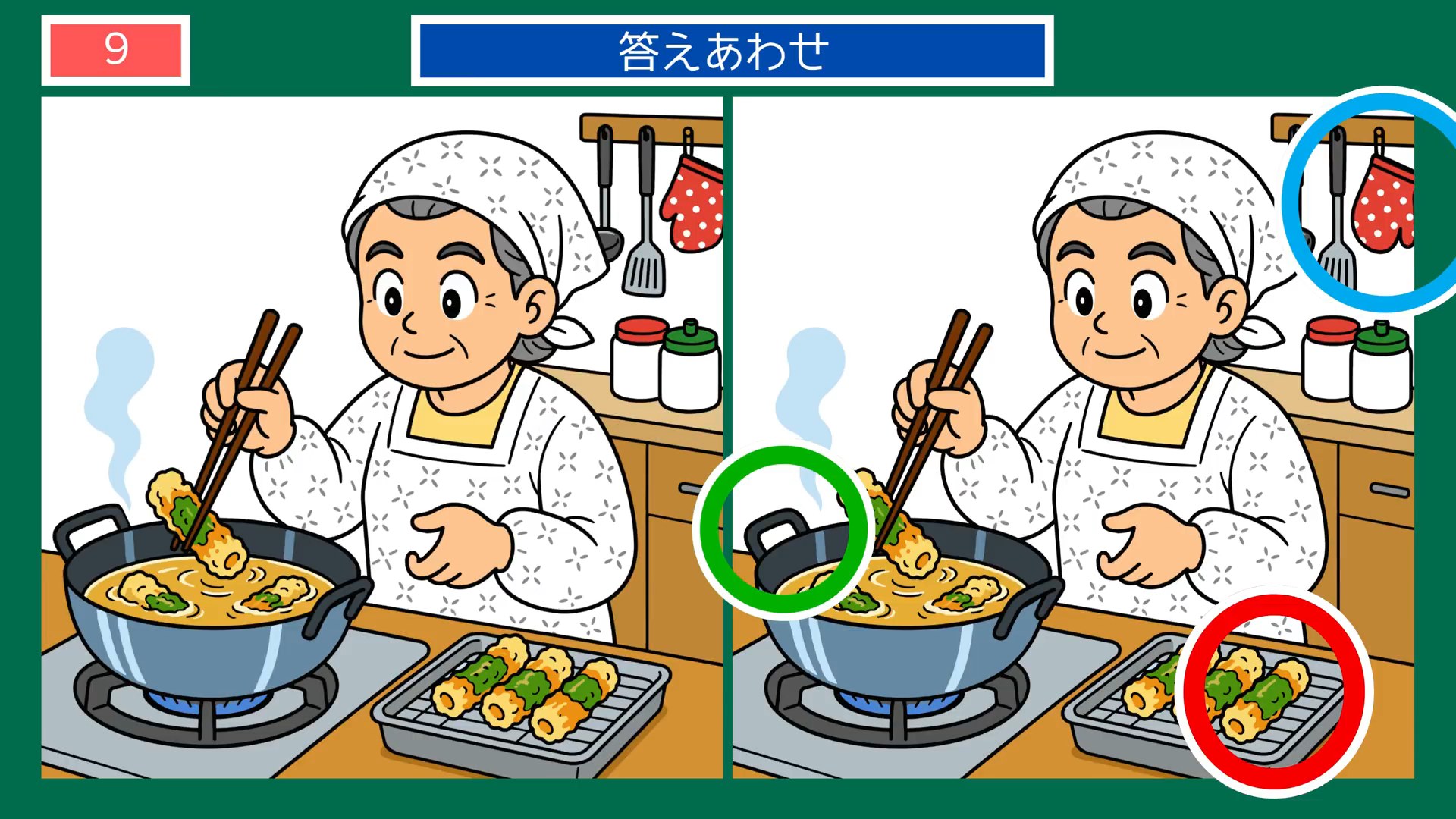 くらしの手しごとの間違い探し 第9問 揚げ物づくりの答え